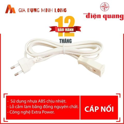 Dây Nối Dài Điện Quang EPF 2PN 2 mét 5 mét - Cáp Nối Đèn Công Tắc Liền Đuôi Chịu Nhiệt, Độ Bền Cao, 250V 10A