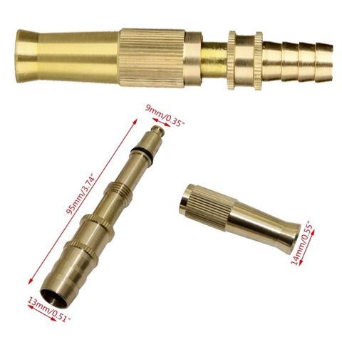 Đầu Vòi Xịt Rửa Xe Tăng Áp Bằng Đồng - Vòi Tưới Cây 2 Chế Độ Phun, Lắp Dây Mềm Với Đai Siết inox, Tiện Ích Gia Đình