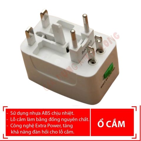 Ổ Cắm Du Lịch Điện Quang ĐQ ESK TV01 Chính Hãng - Ổ Điện Thông Minh An Toàn, Phù Hợp Nhiều Chân Cắm, Chống Quá Tải