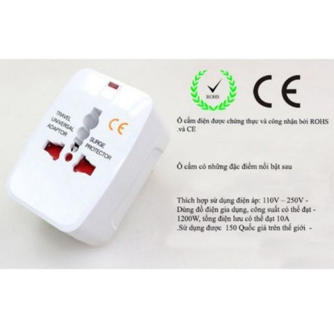 Ổ Cắm Du Lịch Điện Quang ĐQ ESK TV01 Chính Hãng - Ổ Điện Thông Minh An Toàn, Phù Hợp Nhiều Chân Cắm, Chống Quá Tải