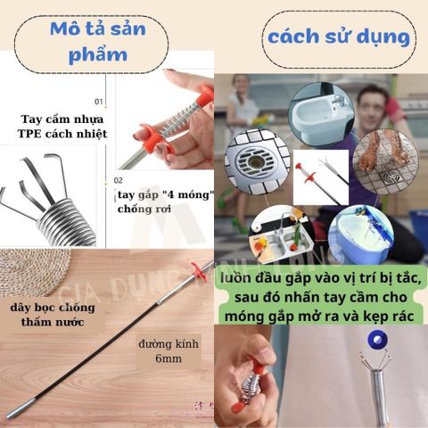Dây Thông Tắc Cống Lò Xo 3A GQ - Dụng Cụ Thông Tắc Đường Ống Nhanh Chóng, Tiện Lợi, Không Gây Ô Nhiễm