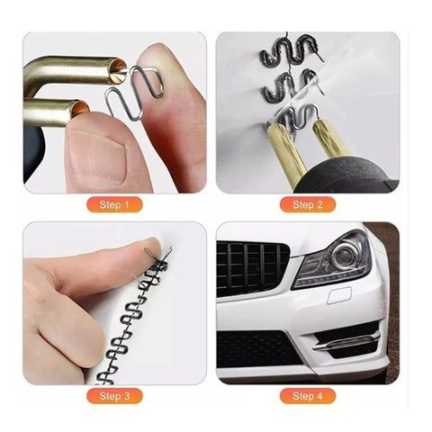 Ghim Hàn Nhựa Inox 304 Chuyên Dụng - Bộ 500 Cái Gồm 4 Loại Chữ S, V, M, U Cho Máy Hàn Nhựa, Ô Tô Và Đồ Nhựa