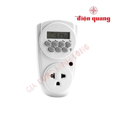 Ổ Cắm Hẹn Giờ Điện Quang ĐQ ESK MT03 WR13 - Điều Chỉnh Cơ, 1 Lỗ 3 Chấu, Trắng-Đỏ, Tiện Ích Cho Gia Đình, Bảo Hành 12 Tháng
