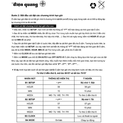 Ổ Cắm Hẹn Giờ Điện Quang ĐQ ESK MT03 WR13 - Điều Chỉnh Cơ, 1 Lỗ 3 Chấu, Trắng-Đỏ, Tiện Ích Cho Gia Đình, Bảo Hành 12 Tháng
