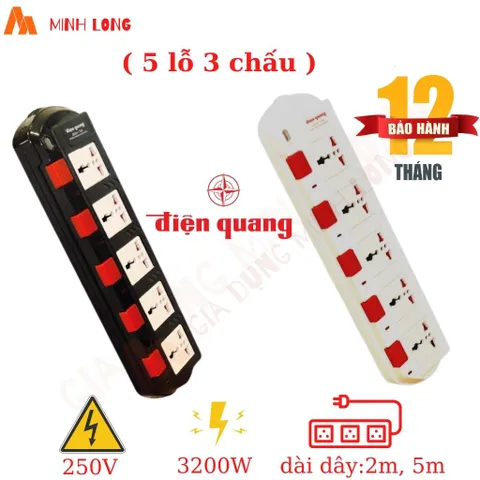 Ổ Cắm Điện Quang Đa Năng ESK SM740-750SL 4 Lỗ/5 Lỗ An Toàn, Chịu Tải 2500W/3200W, Chất Liệu ABS Cách Điện, Màu Trắng-Đen