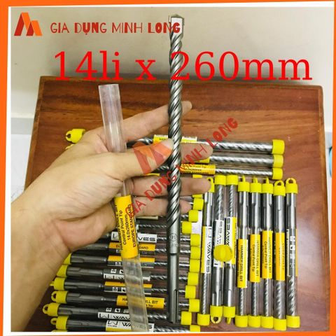 Mũi Khoan Bê Tông WAVES 4 Cạnh Chuôi Lục Giác Đủ Kích Thước 8-16mm, Dùng Cho Khoan Tường Gạch, Thép Bền Chất ủng Hộ Tốc Độ Nhanh