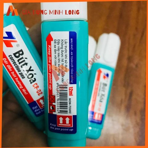Bút Xóa Thiên Long CP-02 - Bút Xóa An Toàn, Nhanh Khô, Cán Nhựa Màu Xanh Lá, 12ml, Thùng 10 Cây Văn Phòng Phẩm Chất Lượng