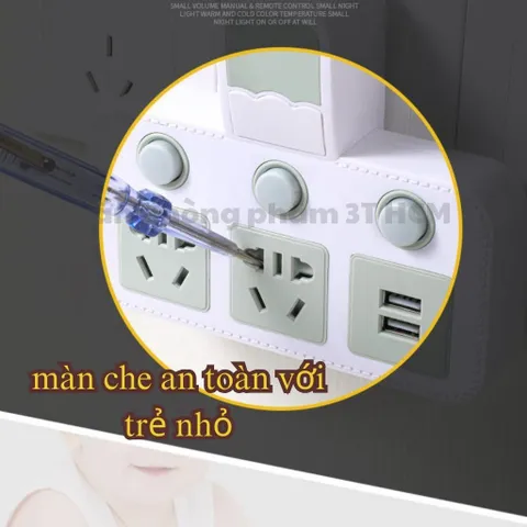 Ổ Cắm Chia Điện Đa Năng Thông Minh 2500W Có Đèn Ngủ & Công Tắc Riêng Từng Ổ - Ổ Điện USB Sạc 2-3-4 Chân Dùng Tại Nhà