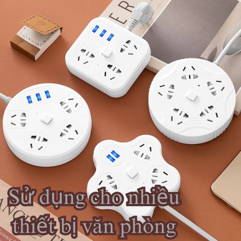 Ổ Cắm Điện Đa Năng Thông Minh 3 Cổng USB 5V - Công Suất 2500W, Chống Cháy Nổ, Thiết Kế An Toàn Tiện Lợi Cho Mọi Gia Đình