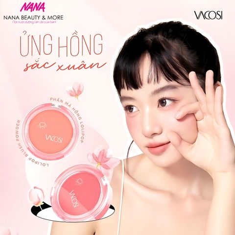 Phấn Má Hồng Vacosi Lolipop Blush Powder 7.3g - Giúp Gương Mặt Tươi Tắn Tự Nhiên - Hàn Quốc, Bám Màu Tốt, Thiết Kế Nhỏ Gọn