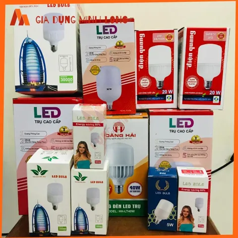 Bóng Đèn LED Bulb Trụ Tiết Kiệm Điện 5W-50W, Siêu Sáng E27 Dùng Cho Gia Đình và Công Trình, Thân Thiện Với Môi Trường