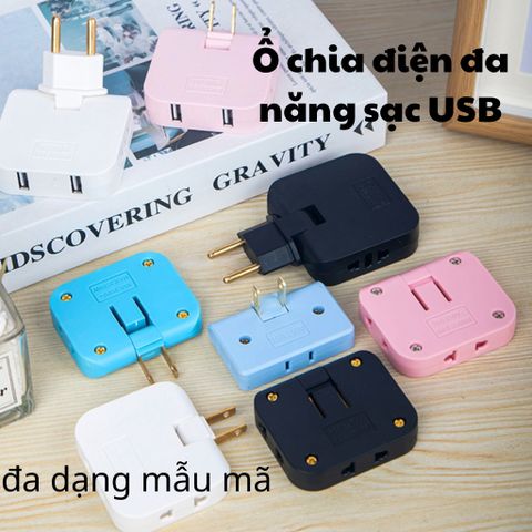 Ổ Cắm Chia Điện Đa Năng 2500W Tích Hợp Sạc USB 2 Chấu - An Toàn, Tiện Lợi, Có Đèn Ngủ và Công Tắc Riêng Cho Từng Ổ