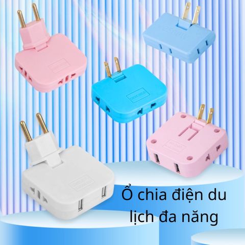 Ổ Cắm Chia Điện Đa Năng 2500W Tích Hợp Sạc USB 2 Chấu - An Toàn, Tiện Lợi, Có Đèn Ngủ và Công Tắc Riêng Cho Từng Ổ