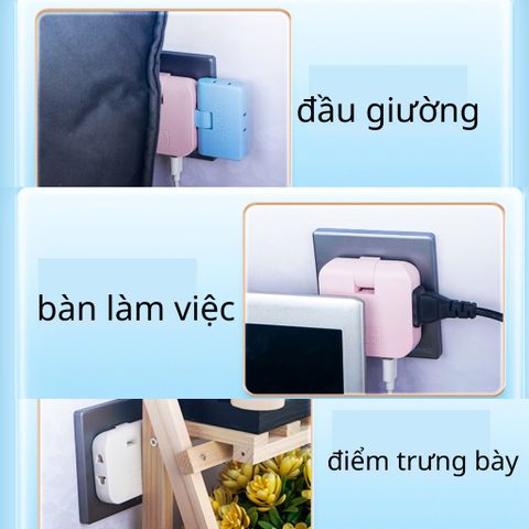 Ổ Cắm Chia Điện Đa Năng 2500W Tích Hợp Sạc USB 2 Chấu - An Toàn, Tiện Lợi, Có Đèn Ngủ và Công Tắc Riêng Cho Từng Ổ