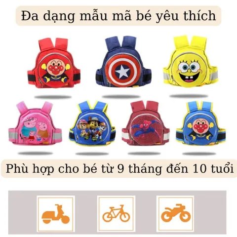 Đai Đi Xe Máy An Toàn Địu Em Bé - Đai Lưng Phản Quang Cho Bé Ngồi Trước Sau, Dành Cho Trẻ Từ 1-10 Tuổi, Giúp Bố Mẹ Yên Tâm Khi Chở Bé