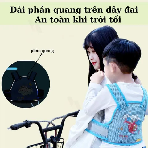 Đai Đi Xe Máy An Toàn Địu Em Bé - Đai Lưng Phản Quang Cho Bé Ngồi Trước Sau, Dành Cho Trẻ Từ 1-10 Tuổi, Giúp Bố Mẹ Yên Tâm Khi Chở Bé