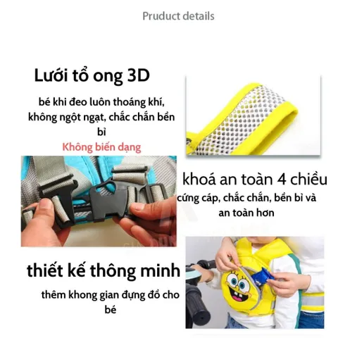 Đai Đi Xe Máy An Toàn Địu Em Bé - Đai Lưng Phản Quang Cho Bé Ngồi Trước Sau, Dành Cho Trẻ Từ 1-10 Tuổi, Giúp Bố Mẹ Yên Tâm Khi Chở Bé