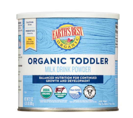 Sữa Bột Hữu Cơ Earth’s Best Organic Toddler Formula 595g - Dinh Dưỡng Mỹ cho Trẻ 12-36 Tháng, Giàu DHA và Vitamin
