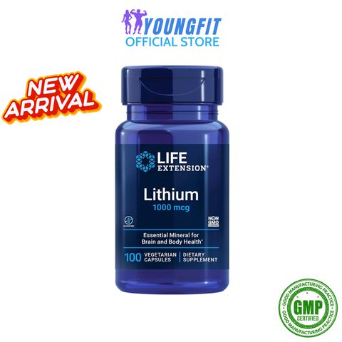 Viên Uống Lithium Orotate Life Extension 100 Viên - Hỗ Trợ Tăng Cường Sức Khỏe Thần Kinh và Tâm Trạng, Xuất Xứ Mỹ