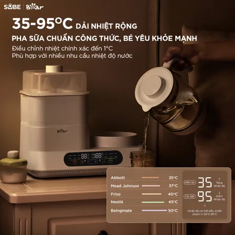 Máy Đun Nước Pha Sữa Tiệt Trùng Bear WW-5H12V78 - Thiết Bị Thông Minh Đun Nước, Hâm Sữa, Khử Clo An Toàn Cho Mẹ Và Bé