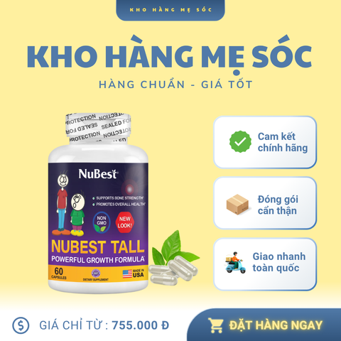 Viên Uống Tăng Chiều Cao Trẻ Em Nubest Tall New Look 60 Viên - Hỗ Trợ Phát Triển Chiều Cao Tự Nhiên, Chắc Khỏe Xương, Mỹ