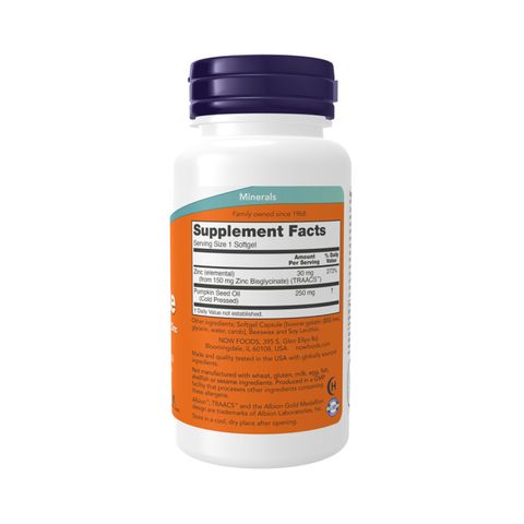 Viên Bổ Sung Kẽm Hữu Cơ Zinc Glycinate 30mg NOW - Tăng Cường Đề Kháng, Hỗ Trợ Điều Hòa Nội Tiết Tố (Hộp 120 Viên) - Sức Khỏe Nam Nữ