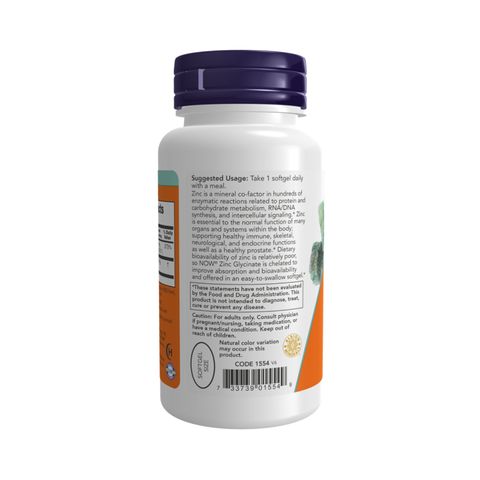 Viên Bổ Sung Kẽm Hữu Cơ Zinc Glycinate 30mg NOW - Tăng Cường Đề Kháng, Hỗ Trợ Điều Hòa Nội Tiết Tố (Hộp 120 Viên) - Sức Khỏe Nam Nữ
