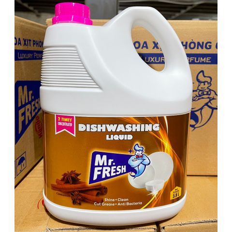 Nước Rửa Bát Siêu Đậm Đặc An Toàn Mr Fresh Hàn Quốc 3,8L - Làm Sạch Chén Đĩa Hiệu Quả, Hương Quế Dịu Nhẹ, Tiết Kiệm Thời Gian