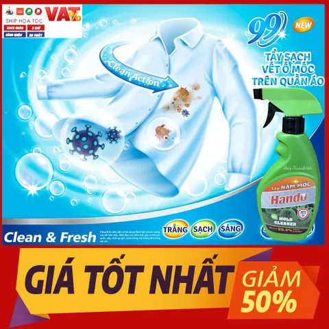 Xịt Tẩy Nấm Mốc Đa Năng Hando 500ml - Giải Pháp Tẩy Mốc Quần Áo, Sàn Nhà, Tường Nhanh Chóng và Hiệu Quả