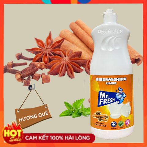 Nước Rửa Bát Hữu Cơ MR.FRESH Tinh Dầu Quế 820ML - Khử Mùi, Diệt Khuẩn, Giữ Ẩm Tay, Chiết Xuất Tự Nhiên 99%