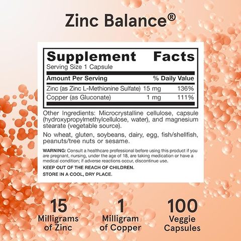 Viên Uống Bổ Sung Kẽm và Đồng Cân Bằng Khoáng Chất - Nhập Mỹ Jarrow Zinc Balance (Hộp 100 viên) - Giảm Mụn, Tăng Đề Kháng, Cân Bằng Nội Tiết Tố, Hỗ Trợ Sức Khỏe Tóc Móng 