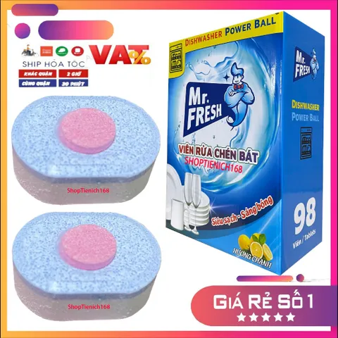 Viên Rửa Chén Bát Mr.Fresh Hương Chanh - Diệt Khuẩn, Sáng Bóng, Chuyên Dụng Cho Máy Rửa Chén, Tăng Hiệu Suất Vệ Sinh