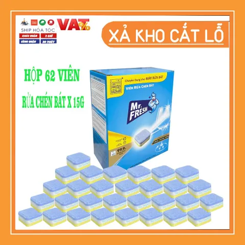 Viên Rửa Chén Bát Mr.Fresh Cho Máy Rửa Chén - Công Nghệ PureClean, Làm Sạch Nhanh Chóng và Hiệu Quả, Giữ Chén Đĩa Sáng Bóng