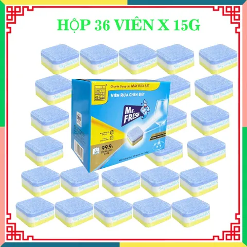 Viên Rửa Chén Bát Mr.Fresh Cho Máy Rửa Chén - Công Nghệ PureClean, Làm Sạch Nhanh Chóng và Hiệu Quả, Giữ Chén Đĩa Sáng Bóng
