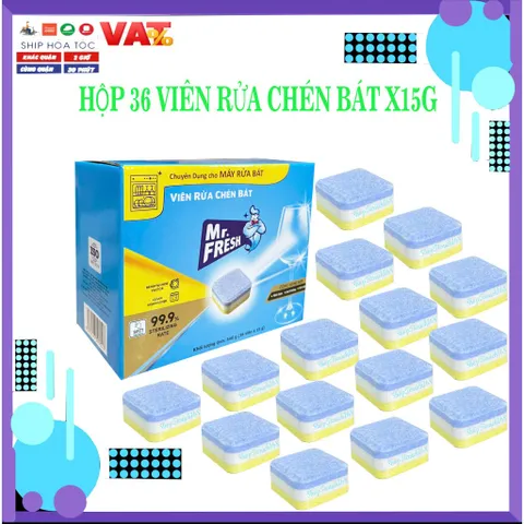 Viên Rửa Chén Bát Mr.Fresh Cho Máy Rửa Chén - Công Nghệ PureClean, Làm Sạch Nhanh Chóng và Hiệu Quả, Giữ Chén Đĩa Sáng Bóng