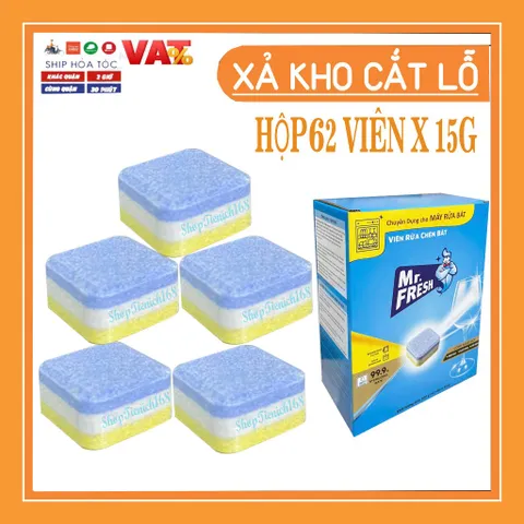 Viên Rửa Chén Bát Mr.Fresh Cho Máy Rửa Chén - Công Nghệ PureClean, Làm Sạch Nhanh Chóng và Hiệu Quả, Giữ Chén Đĩa Sáng Bóng