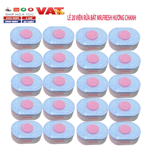 Viên rửa chén bát Mr.Fresh Hương chanh - Sạch bóng kin kít, loại bỏ vết bẩn cứng đầu, bảo vệ đồ thủy tinh và inox, 30 viên
