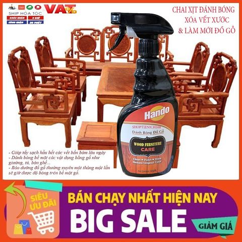Chai Xịt Đánh Bóng Đồ Gỗ Hando 600ml - Xóa Vết Xước và Bảo Dưỡng Bề Mặt Gỗ, Vệ Sinh Đồ Nội Thất hiệu quả