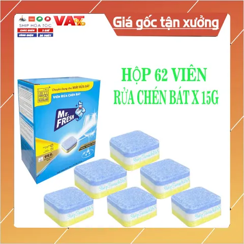 Viên Rửa Chén Bát Mr.Fresh 36 Viên x 15G - Giải Pháp Làm Sạch Tối Ưu Cho Máy Rửa Chén, Công Nghệ PureClean, Giữ Chén Sáng Bóng