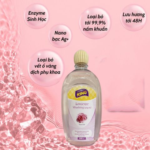 Nước Giặt Đồ Lót Golden King 500ml Hương Hồng - Sạch Sâu, Kháng Khuẩn, Lưu Hương Tự Nhiên, An Toàn Cho Da Nhạy Cảm
