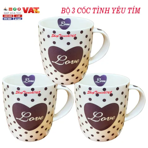 Cốc Sứ Love Dễ Thương 300ml - Ly Uống Nước, Caffe, Trà Cao Cấp Nhiều Màu Sắc - Quà Tặng Độc Đáo Trang Trí Nhà Bếp