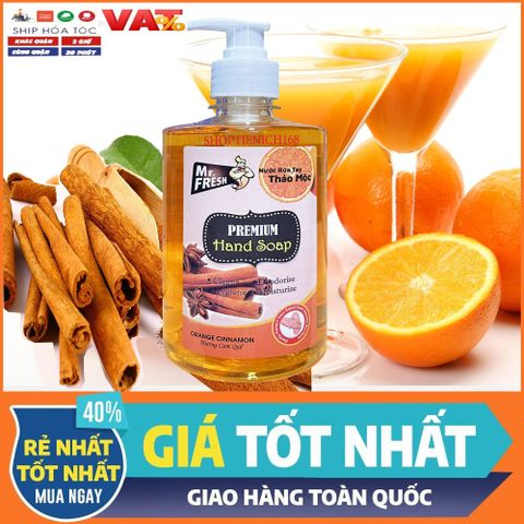 Nước Rửa Tay Khử Mùi Mr.Fresh 500ml - Hương Cam Quế, Sạch Khuẩn, Dưỡng Ẩm, Chăm Sóc Da Mềm Mại