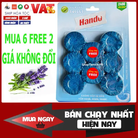 Viên Tẩy và Khử Mùi Toilet Hando - Bộ 6 Viên, Diệt Khuẩn, Để Duy Trì Sạch Sẽ và Hương Thơm Dễ Chịu cho Bồn Cầu