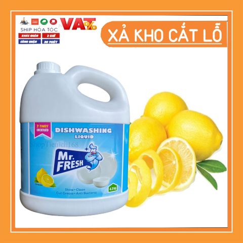 Nước Rửa Chén Siêu Đậm Đặc Mr. Fresh 4.2L Hương Chanh Tây - Kháng Khuẩn, Tiết Kiệm, Thân Thiện Môi Trường