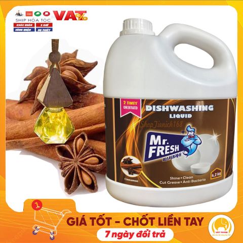 Nước Rửa Chén Siêu Đậm Đặc Mr. Fresh 4.2L Hương Chanh Tây - Kháng Khuẩn, Tiết Kiệm, Thân Thiện Môi Trường