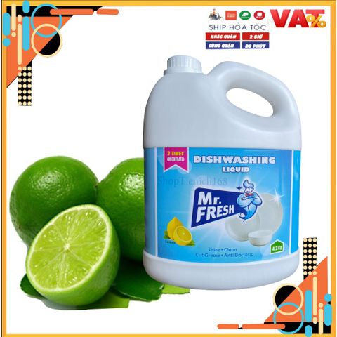 Nước Rửa Chén Siêu Đậm Đặc Mr. Fresh 4.2L Hương Chanh Tây - Kháng Khuẩn, Tiết Kiệm, Thân Thiện Môi Trường