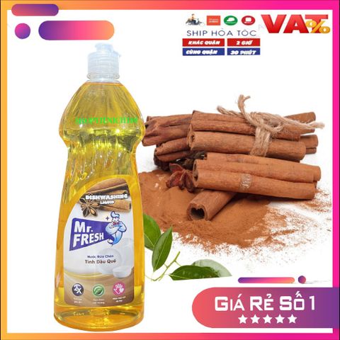 Nước Rửa Chén Bát Mr.Fresh Tinh Dầu Quế 790ml - Sạch Bóng An Toàn, Hương Thơm Dịu Nhẹ, Thân Thiện Với Môi Trường