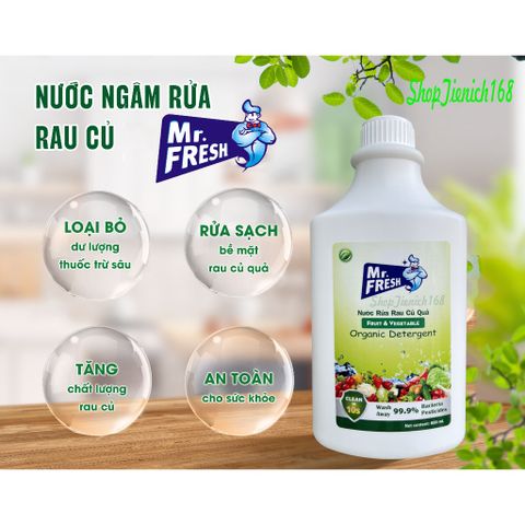 Nước Ngâm Rửa Rau Củ Quả Sinh Học Mr.Fresh 800ml - Loại Bỏ Thuốc Trừ Sâu, Diệt Khuẩn, An Toàn Cho Sức Khỏe