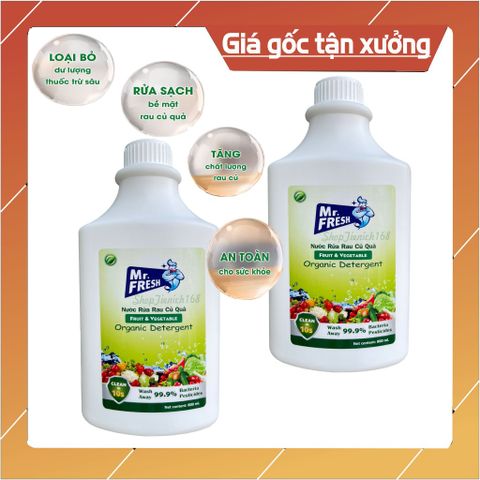 Nước Ngâm Rửa Rau Củ Quả Sinh Học Mr.Fresh 800ml - Loại Bỏ Thuốc Trừ Sâu, Diệt Khuẩn, An Toàn Cho Sức Khỏe