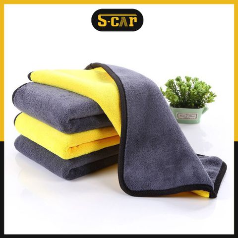 Khăn Lau Ô Tô 2 Lớp Chuyên Dụng Scar - Siêu Thấm Hút, Không Gây Xước, Màu Vàng Xám, Kích Thước 30x30cm, Tiện Lợi Dùng Mọi Nơi